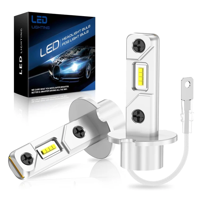 Ampoules H3 LED 55W 12000lm 6500K Blanc - Luminosité 500 - Sans Ventilateur - Feux de Croisement - 2pcs