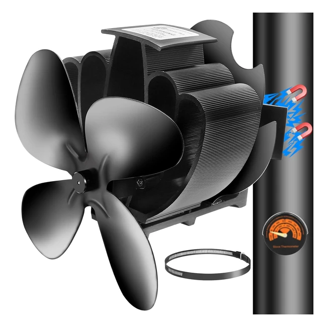 Ventilateur poêle à bois magnétique amélioré avec thermomètre