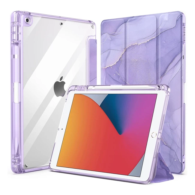 Custodia EasyAcc per iPad 9a Gen 2021/8a Gen 2020/7a Gen 2019 - Funzione Auto Wake/Sleep - Portapenne - Marmo Viola