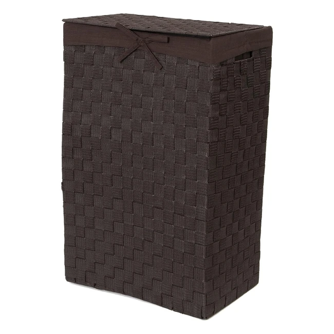 Cesta para Ropa Sucia 38cm Tex Rayn con Tapa y Lino - Marrón