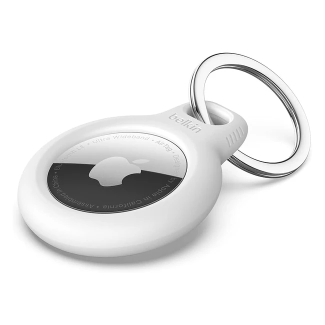 Belkin F8W973 Airtag Case with Key Ring - Secure Holder & Protective Cover - Scratch Resistant - White