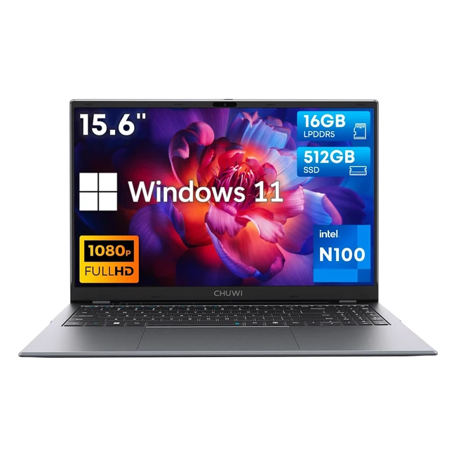 Chuwi Gemibook Plus Laptop 156'' 16GB RAM 512GB SSD Intel Alder Lake N10008 4K Video WiFi 6 BT52