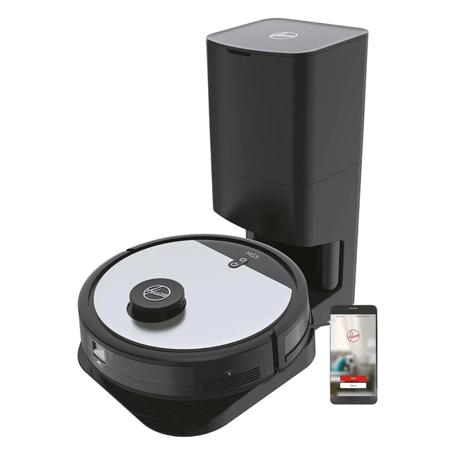 Hoover HG5 Roboter Staubsauger mit Saugstation, App-Steuerung und Zeitplan, Trockenpro Staubsauger mit automatischer Entleerung, Aufladung, Roboterstaubsauger mit XL-Bürste