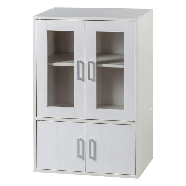 Meuble bibliothèque de rangement moderne avec 4 étagères et 4 portes - GKN9060 Chêne Blanc