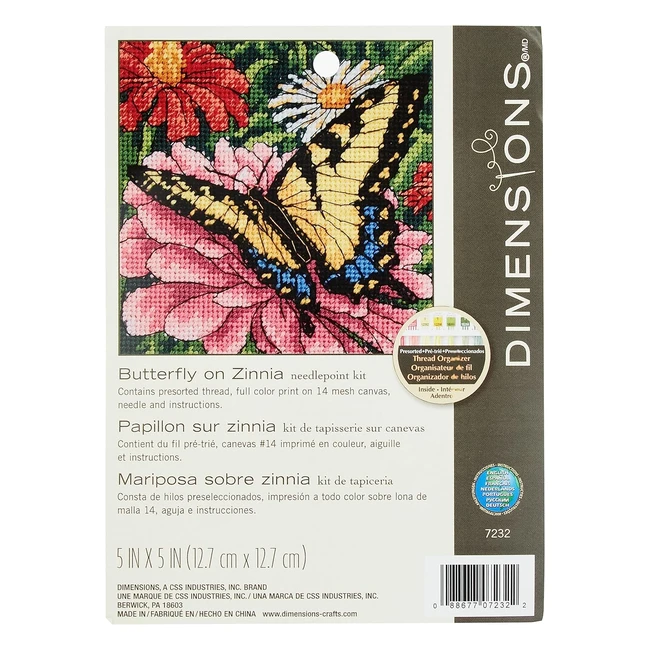 Kit de Punto de Aguja Mariposa Flores - Tamaño de Punta de Aguja - Ref. 14LMHAP - ¡Crea tus propias obras de arte!