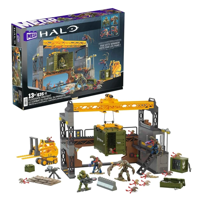 Mega Halo Bloccare l'Invasione - Set Fabbrica Traxus 635pz - 4 Action Figure - Giocattolo per Bambini 13+