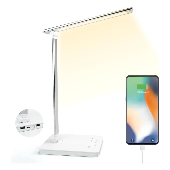 Lampe de Bureau LED Shuwosmart 15W - Variateur Tactile, 10 Luminosités, 5 Modes, Protection des Yeux