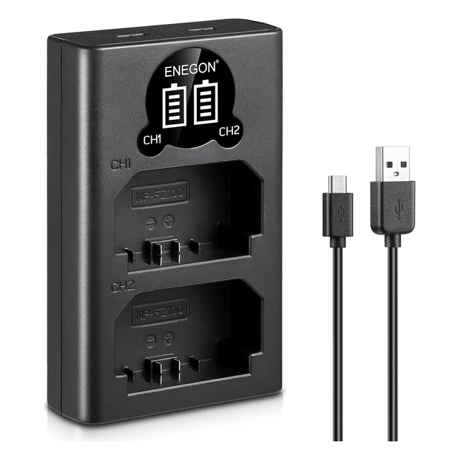 Caricatore doppio USB per Sony NPFZ100 - Compatibile con A6600, A7III, A7RIII - Ricarica rapida