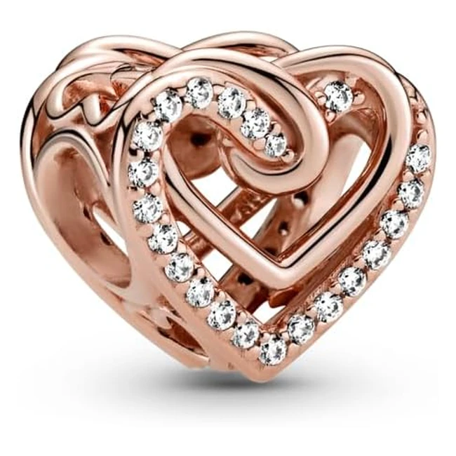 Charm Pandora Rosé Cœurs Entrelacés Scintillants 789270C01 - Femmes