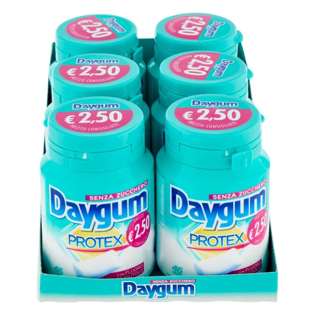 Daygum Protex Chewing Gum Senza Zucchero - Menta - Confezione da 6 Mini Barattoli