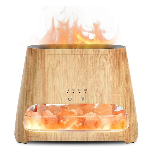 Diffuseur d'huiles essentielles et lampe en cristal de sel Himalaya - Effet flamme, humidificateur