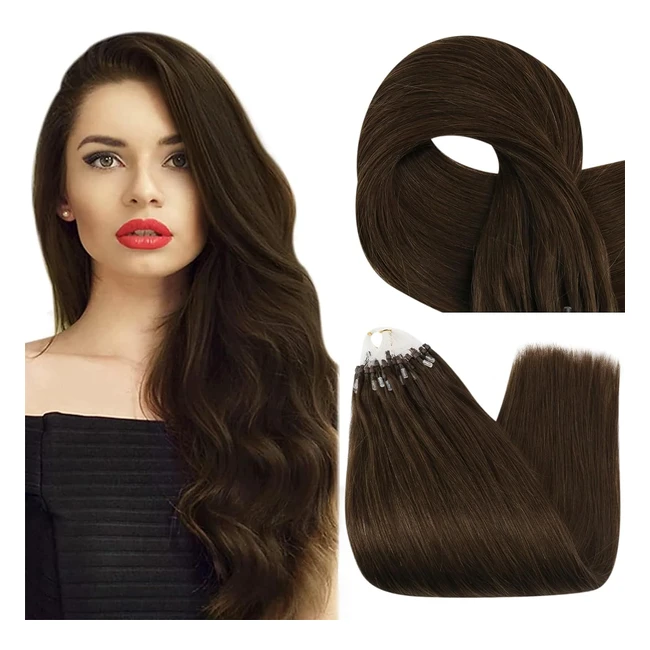 Estensione capelli micro ring Fshine 35cm 50g remy marrone medio 1g ciocche lisci brasiliani