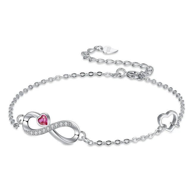 Bracelet Arrebol Infini Amour Femme Argent 925 Zircon Coeur - Réf. 164cm