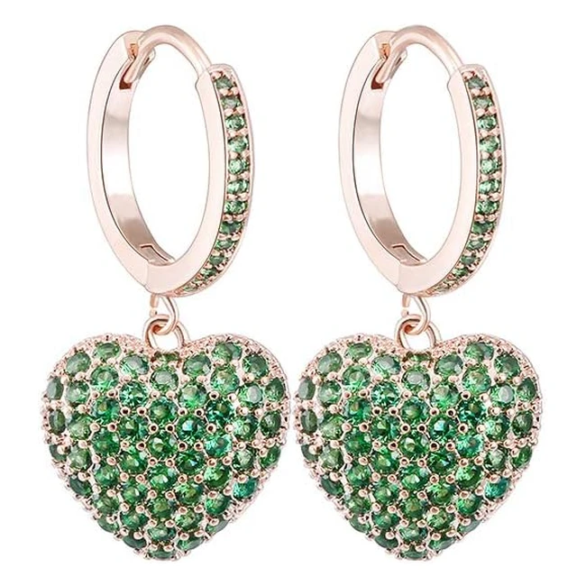 Orecchino a Cerchio Donna Cuore Oro Rosa e Argento Zirconi - Ref. 10004