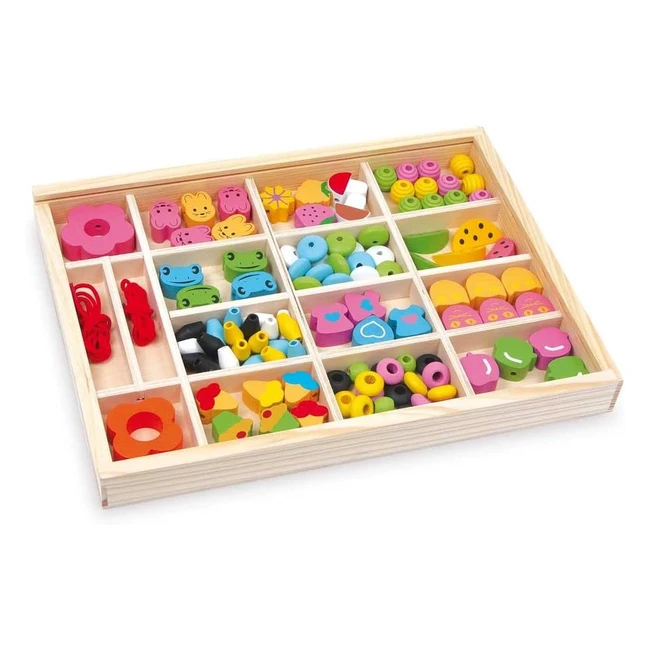 Caja de Madera Julia - Juego de Cuentas Coloridas - A partir de 3 años