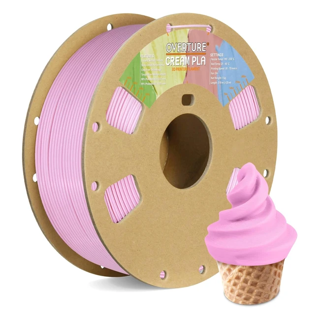 Overture PLA Filament Cream 1.75mm 1kg Spool - Dimensional Accuracy 0.03mm - Fits Most FDM Printers