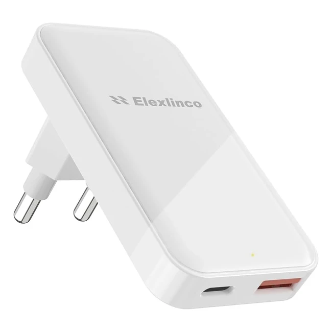 Chargeur Rapide USB C 35W Elexlinco Doubleport Chargeur avec GAN 35W et QC 30 18W Chargeur Rapide Compatible avec iPhone 1413 Samsung Galaxy S23S22 iPad Smartwatch - Blanche