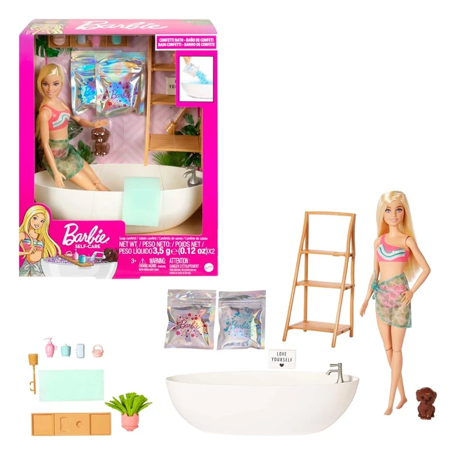 Barbie Bienestar Mueca Rubia Baera Confeti Cambia Color Agua Juguete 3 Aos