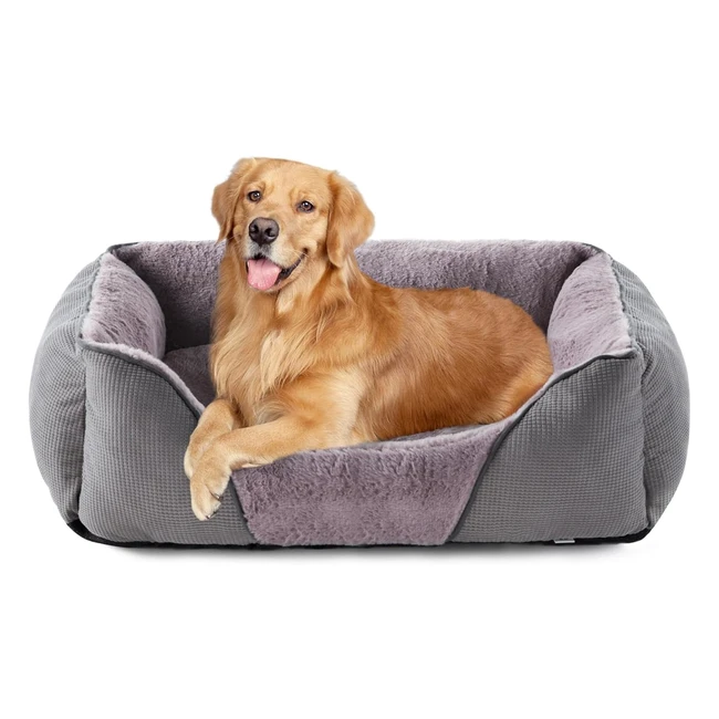 Panier pour chien moyen Joejoy - Lavable et moelleux - Confortable et antidérapant - Gris