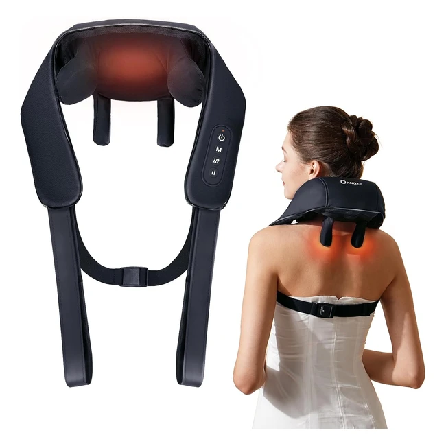 Masajeador de Cuello Knqze con Calor Tejido Profundo 4D - Almohada Shiatsu Inalámbrica