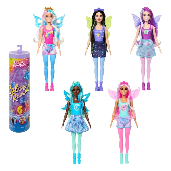 Barbie Color Reveal Galaxia Arcoris - Mueca Surtida con Alas, Ropa y Accesorios Sorpresa - Juguete 3 aos - Mattel HJX61