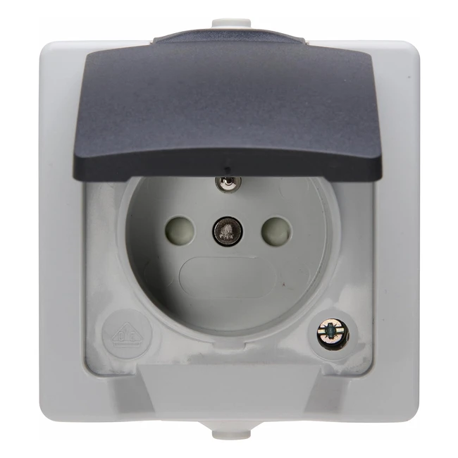 Kopp 107956008 Mittenschutzkontaktsteckdose mit Deckel und erhöhtem Berührungsschutz, APFR Nautic Grau, 1 Stück