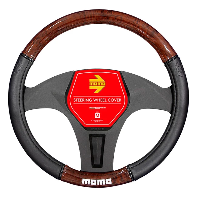 Cubre Volante Momo Luxury Universal Madera/PVC - Negro/Marrón