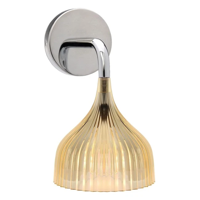 Applique Kartell Gialla 135cm - Design Ferruccio Laviani - Rosone Acciaio Cromato - Diffusore Policarbonato