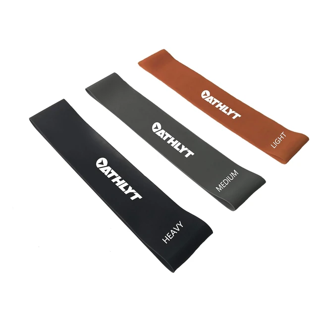 Lot de 3 bandes élastiques de résistance - Athlyt - 3 niveaux de force - Gris, Noir et Orange