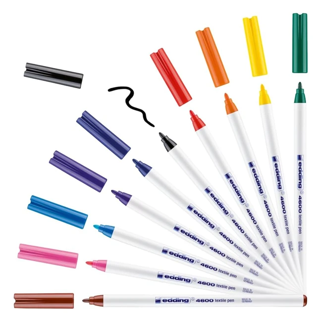 Edding 4600 Marcatore per Tessuti - Set 10 Colori Basic - Tratto 1mm