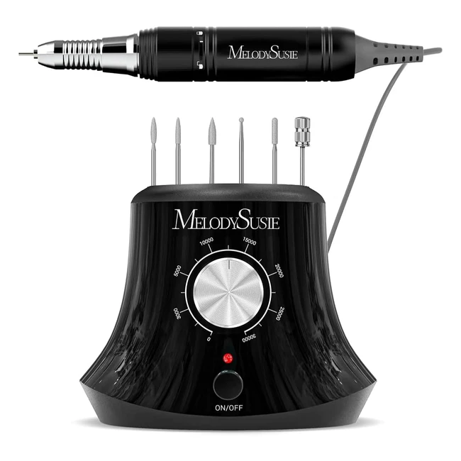 MelodySusie Scarlet Nail Drill - Professional Low Noise Electric Nail Files - 30000rpm - Acrylic and Gel Nails - Black