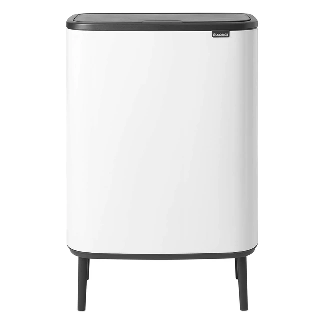 Brabantia BO Hi Touch - Cubo de Basura con Apertura Táctil - 2 x 30L - Blanco