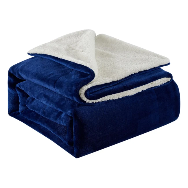 Coperta in sherpa reversibile Lifewit, morbida e spessa, per divano letto, navy 130x150 cm