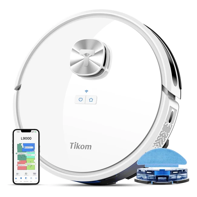 Tikom L9000 Saugroboter mit Wischfunktion, Lidar Navigation, 4000Pa, 150mins Laufzeit, WLAN, 14 Nogozonen