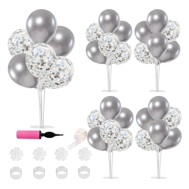 Set 2 Palloncini Tavolo Centrotavola Albero 16 Palloncini Argento Baby Shower Compleanno Decorazioni