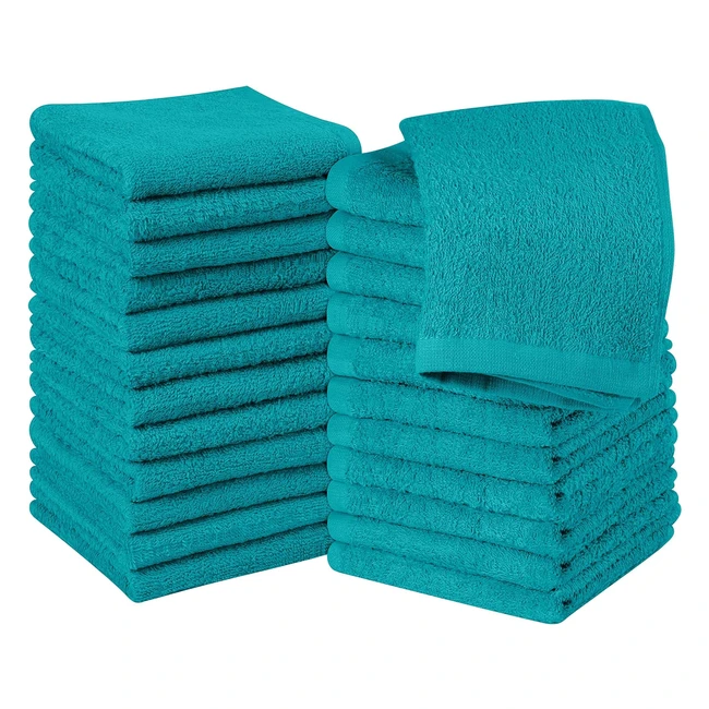 Ensemble de gants de toilette Utopia Towels - Lot de 24 - Turquoise - 100% coton - Très absorbants