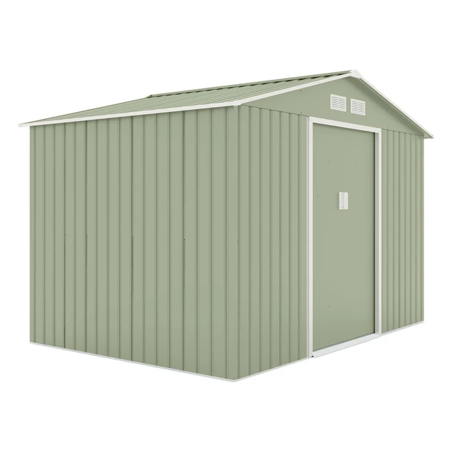 Hattoro S200 XXL Metall Geräteschuppen 277 cm x 191 cm x 192 cm Gartenhaus mit Satteldach in Hellgrün