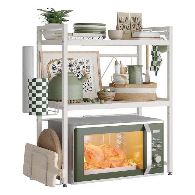 Soporte para Microondas Netel de 3 Niveles - Organizador de Cocina Multifuncional - Blanco Extensible 40-60 cm