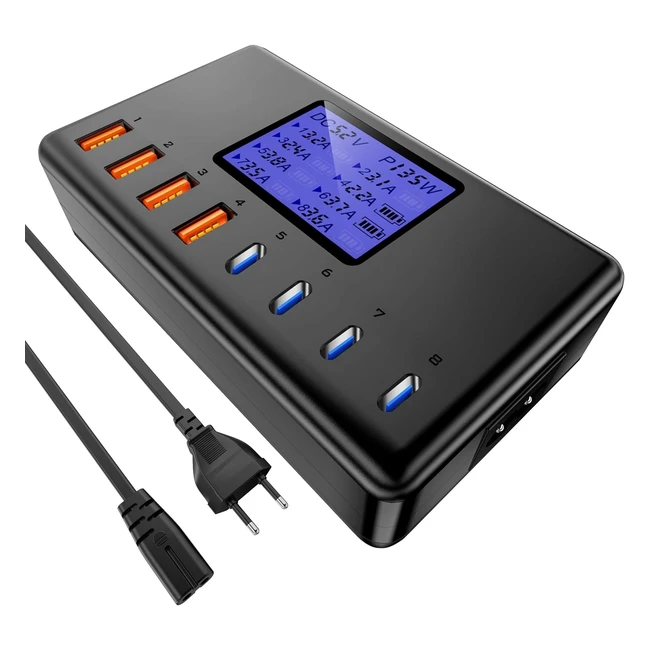 Cargador USB-C Layajia 152W con pantalla LCD - Carga rápida para iPhone, iPad, Samsung y más