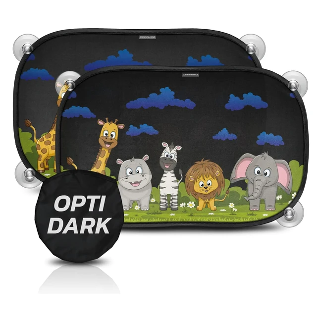 Caramaz Sonnenschutz Auto Baby mit UV-Schutz zertifiziert Optidark Saugnapf Seitenscheibe Autofenster Kinder Verdunkelung 48 x 30 cm 2er Pack