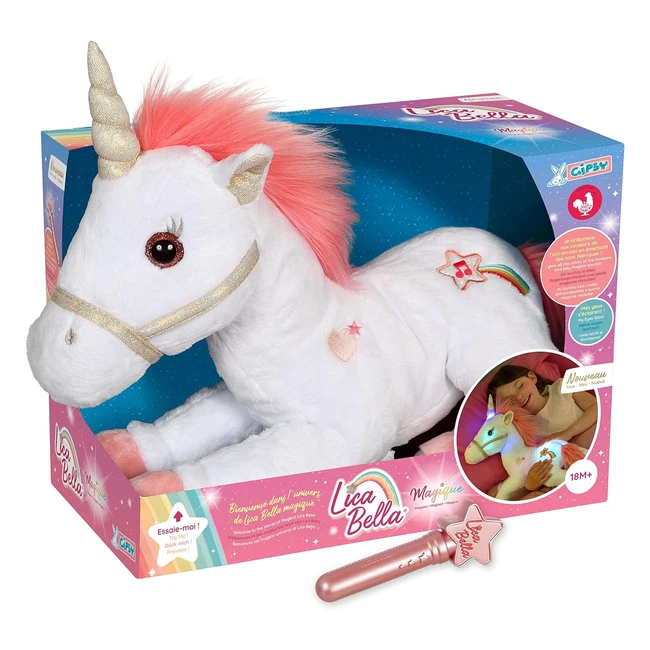 Peluche Gipsy Blanco 056072 - Suave, Ojos Luminosos, Melodías de Hadas