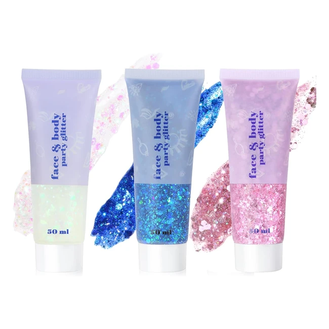 Gel Glitter Corpo URAQT - 3pz - Alta Qualità - Brillantezza Duratura