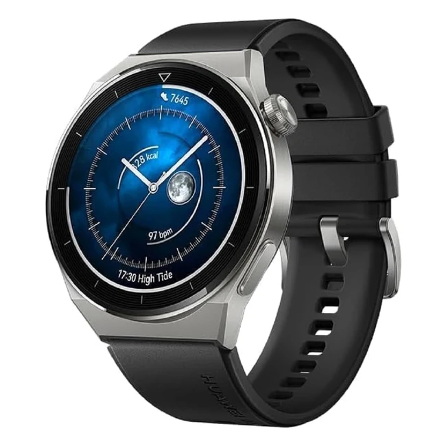 Huawei Watch GT 3 Pro 46mm Smartwatch - Titan Gehäuse, Saphirglas, Tauchmodus, lange Akkulaufzeit, drahtloses Aufladen, Herzfrequenz- und SpO2-Überwachung, Bluetooth-Anrufe - Deutsche Version - Schwarz