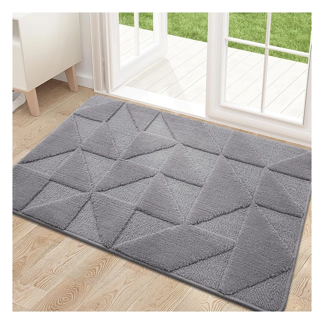Homaxy Door Mats Indoor 50x80cm - Machine Washable, Dirt Trapper, Super Absorbent, Non-Slip Floor Mat - Grey