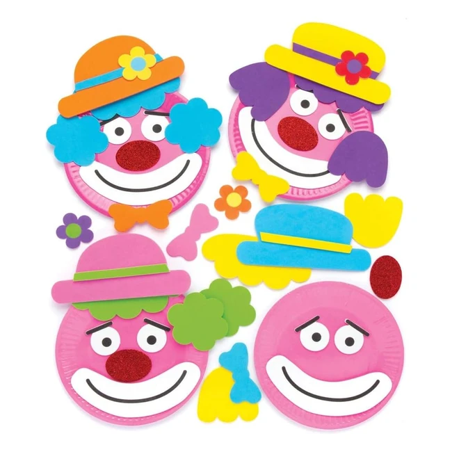 Kit de plaques de clown assorties Baker Ross AW475 - Taille 16 cm - Décorations en mousse autocollante incluses