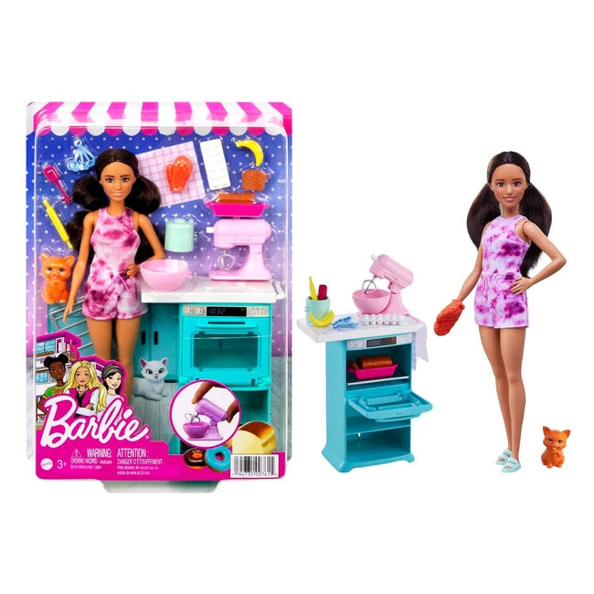 Barbie Pastelera con Tienda y Accesorios - Regalo para Niñas y Niños 3 Años - Mattel HCD44