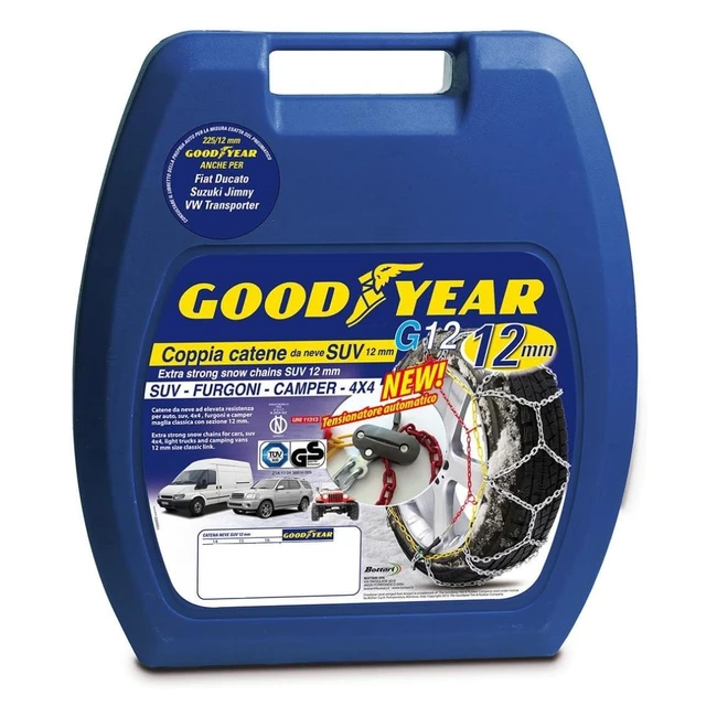 Cadenas de Nieve Goodyear 77935 12mm - Talla 245 - Para 4x4, Jeep, SUVs, Microbús, Furgonetas y Vehículos Comerciales