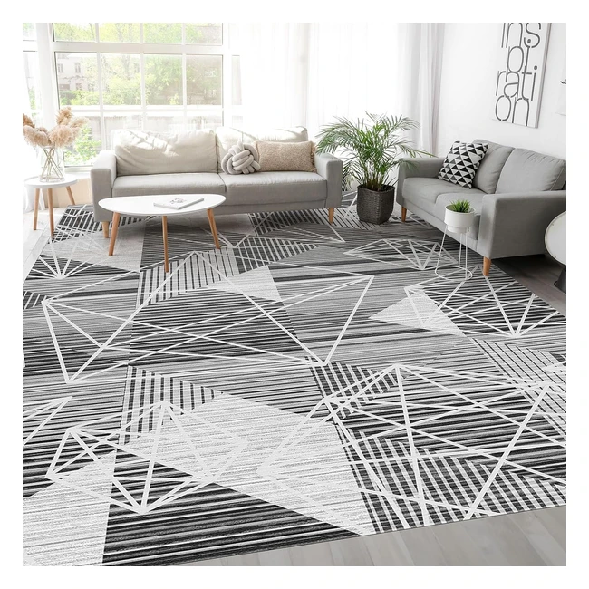 Tapis de Salon Moderne Homfine - Doux et Anti-dérapant - Lavable en Machine - 200x300cm - Gris