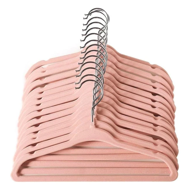 MangoTree Baby Velvet Hangers - Non-Slip, Ultra-Slim, Space Saving - 15 Pack Light Pink