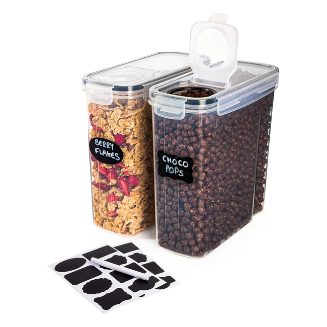 Nuovva 4L Cereal Storage Containers Set - BPA Free, Airtight, Kitchen Pantry Organizer